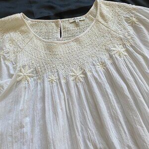 Madewell Ivory Cotton Gauze Embroidered Boho Peasant Top Size 2X Plus